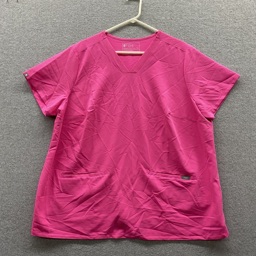 FIGS Casma Scrub Top Women’s 3XL Hot Pink Fuchsia Three Pocket PO 9951 NWOT